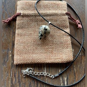 Dalmatian Jasper Cone Necklace Dalmatian Pendant Genuine Crystal Necklace